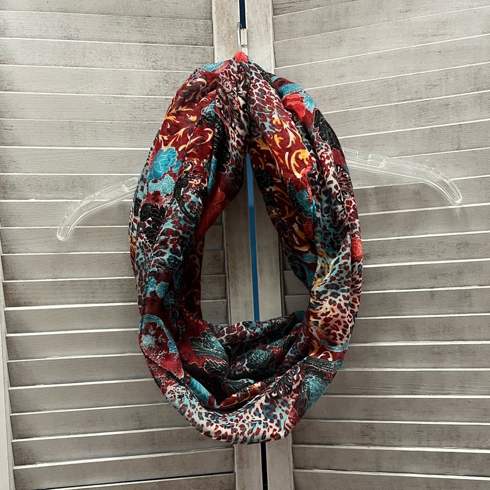 Infinity Scarf: Darker Multi colored design (flowers)
